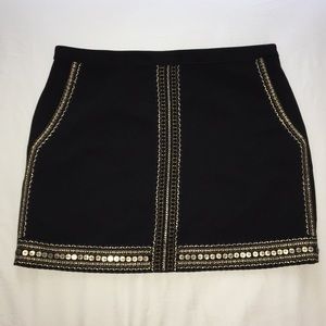 Madewell Crepe Embroidered Embellished Skirt